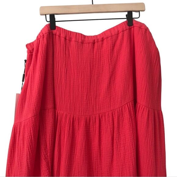 New! Calvin Klein Gauzy Cotton Peasant Tiered Casual Maxi Skirt Plus - Picture 3 of 8